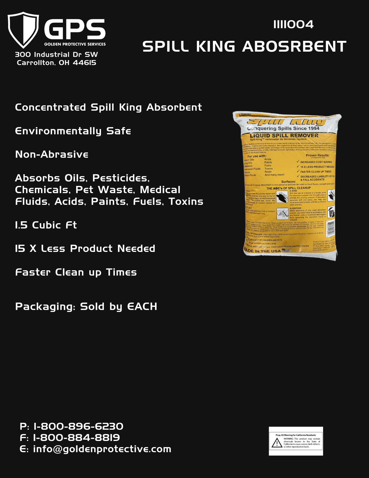 Spill King Absorbent Material 1.5 Cu. Ft.