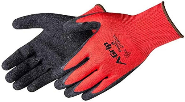 A-Grip Seamless Coated Gloves, Black Latex Coating, Nylon/Poly Shell, Size Large