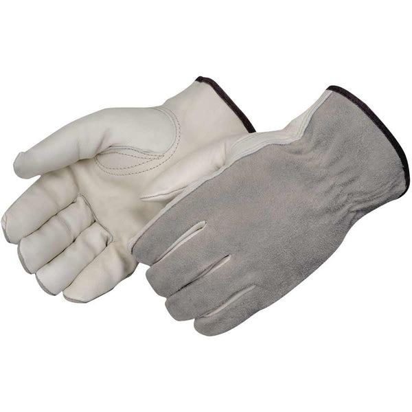 6487 Leather Driver Gloves, Split Leather Back, Keystone Thumb Design, Sizes M-XL