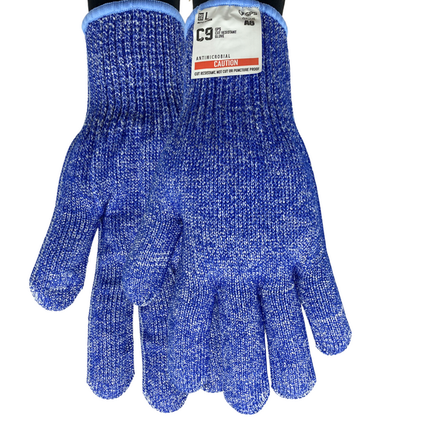 C9 Cut Resistant 10 Gauge Blue Glove, Antimicrobial, Size Large, Sold by Each