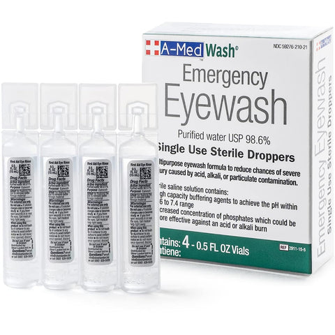 First Aid Eyewash, Eye Cleansing Eyewash, Meets ANSI Standard, 1/2 oz. Vials