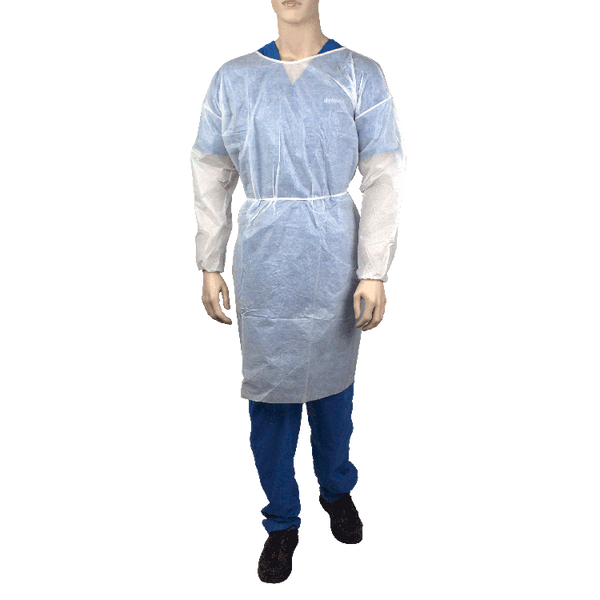 Isolation Gown, Infection Control, Non-Woven Material, Disposable, White