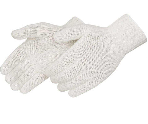 Reversible White Cotton/Polyester Knit Gloves, Medium Weight, Elastic Knit Wrist, Sold by Dozen