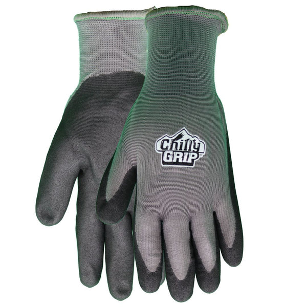 TA320 Chilly Grip H2O Water Resistant Gray Gloves, Thermal Liner, Black Nitrile Coated Palm, Sizes S-XL